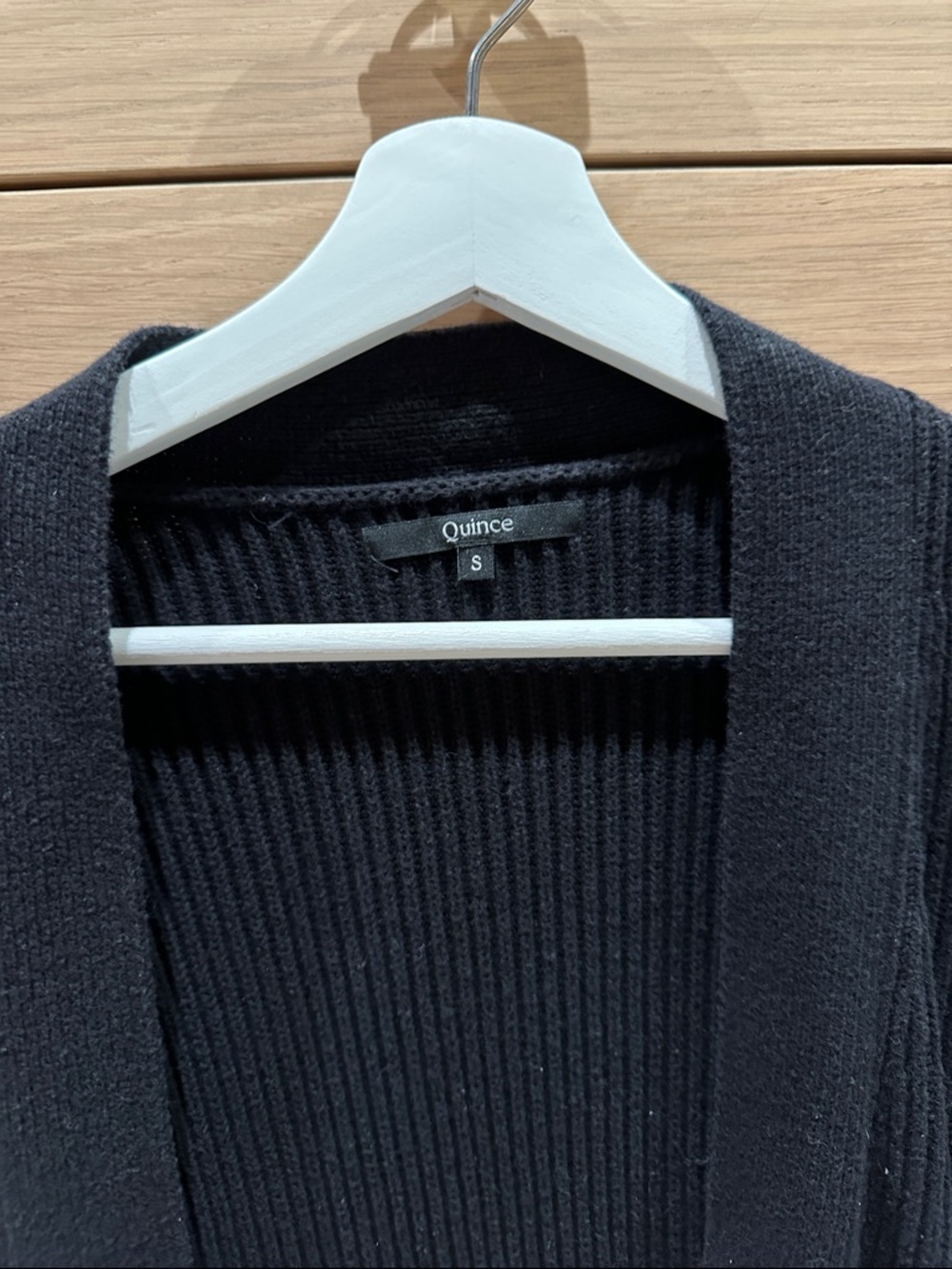 Quince Black Ribbed Open-Front Pocket Cardigan - Picture 2 of 5
